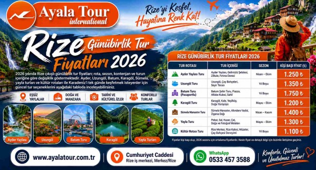 Rize Günübirlik Tur Fiyatları 2026