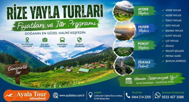 Rize Yayla Turları Fiyatları ve Tur Programı