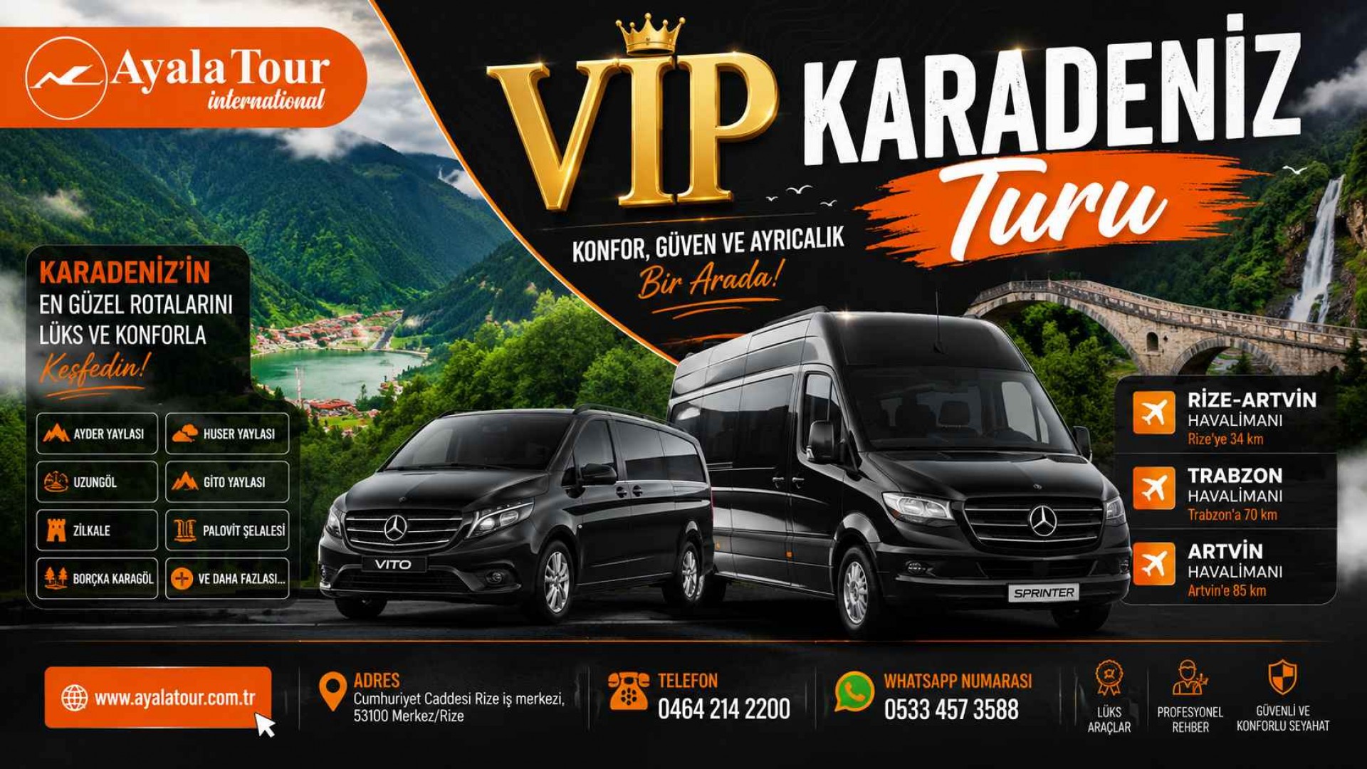 VIP Karadeniz Turu | Ayala Tour ile Rize Çıkışlı Lüks ve Özel Karadeniz Turları