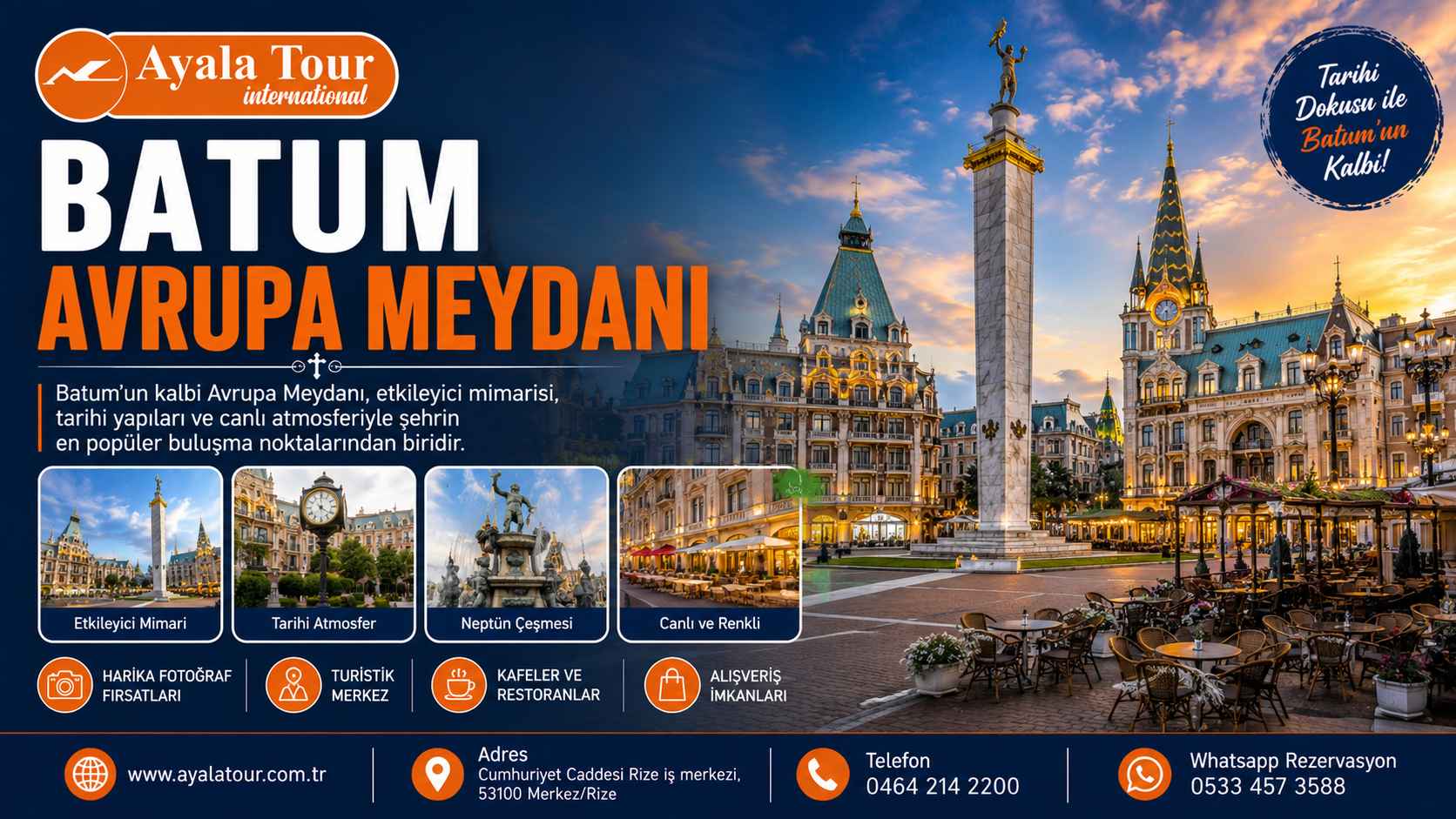 Batum Avrupa Meydanı | Gürcistan'da Gezilecek Yerler Batum Avrupa Meydanı, Medea Heykeli ve tarihi şehir merkezi
