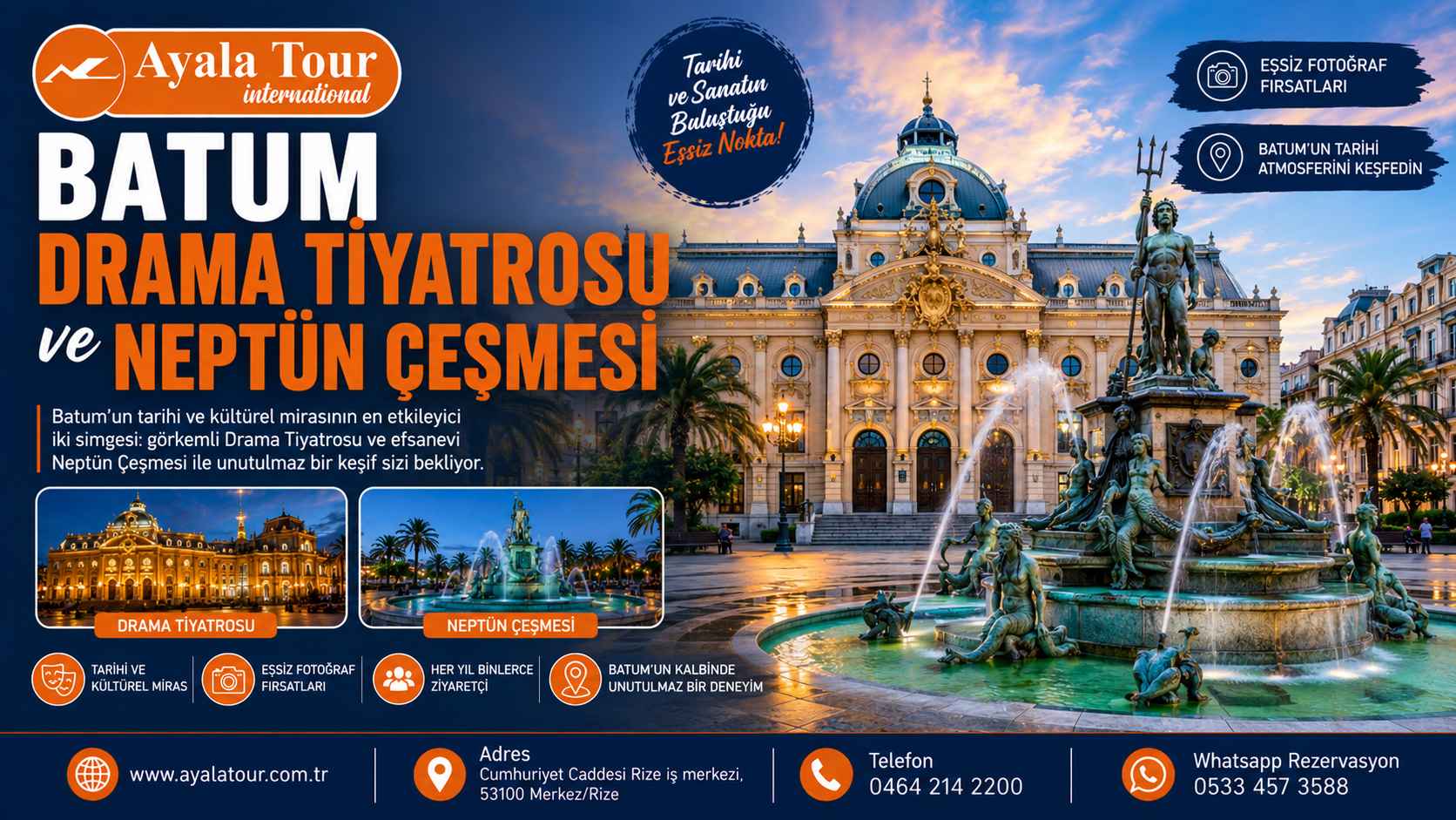 Batum Drama Tiyatrosu ve Neptün Çeşmesi | Batum Gezi Rehberi Batum Drama Tiyatrosu ve Neptün Çeşmesi Gürcistan gezilecek yerler
