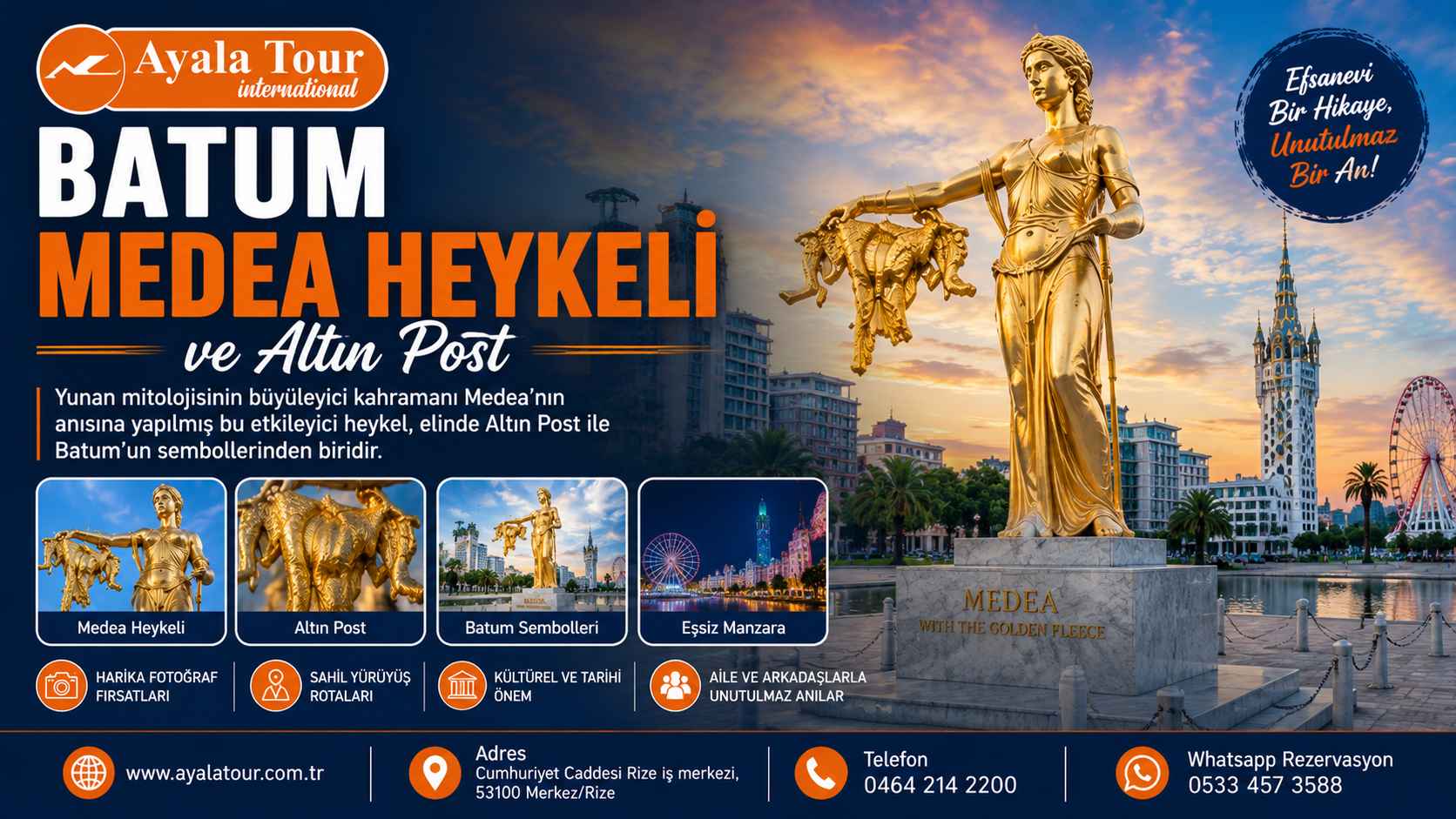Batum Medea Heykeli ve Altın Post | Batum Gezilecek Yerler Batum Medea Heykeli ve Altın Post Avrupa Meydanı Gürcistan