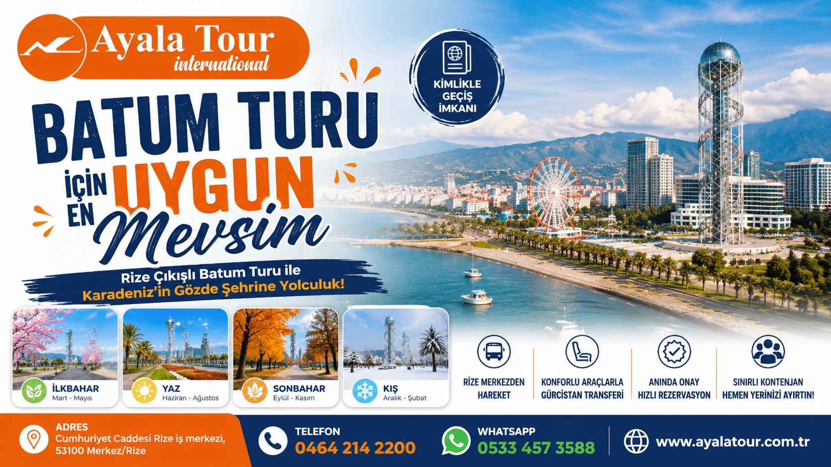 Batum Turu için en uygun mevsim | Rize çıkışlı Batum Turu | Ayala Tour