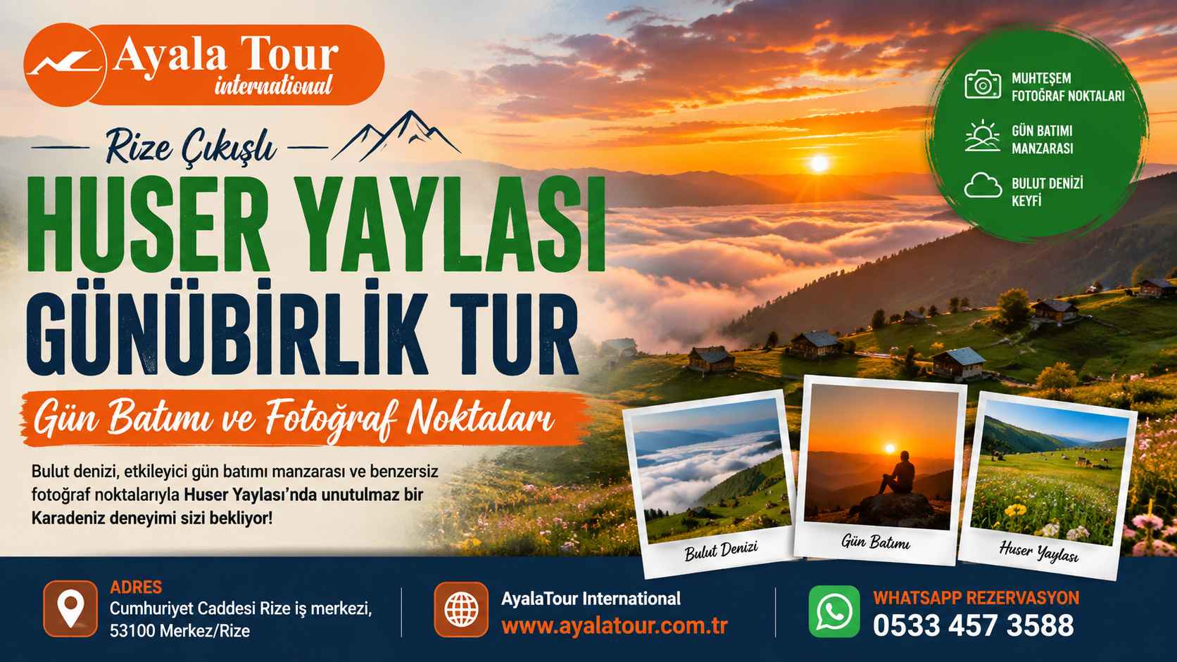 Huser Yaylası Günübirlik Tur 2026 – Gün Batımı, Bulut Denizi ve Fotoğraf Noktaları