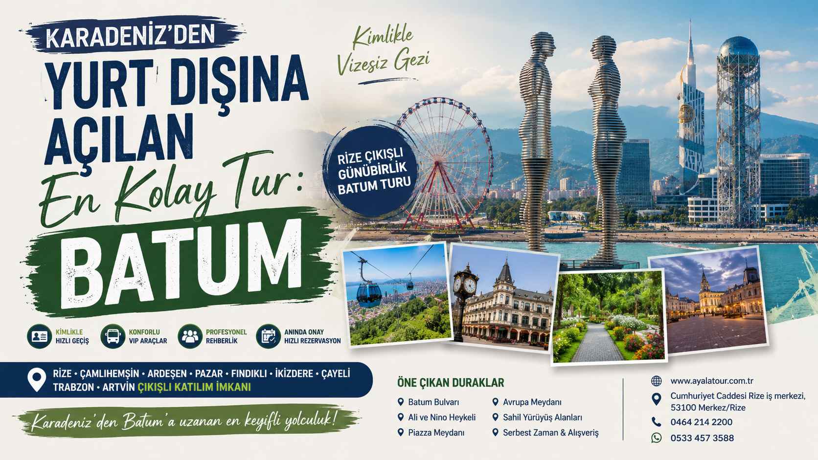 Karadeniz'den yurt dışına açılan en kolay tur Batum | Rize çıkışlı Batum Turu | Ayala Tour