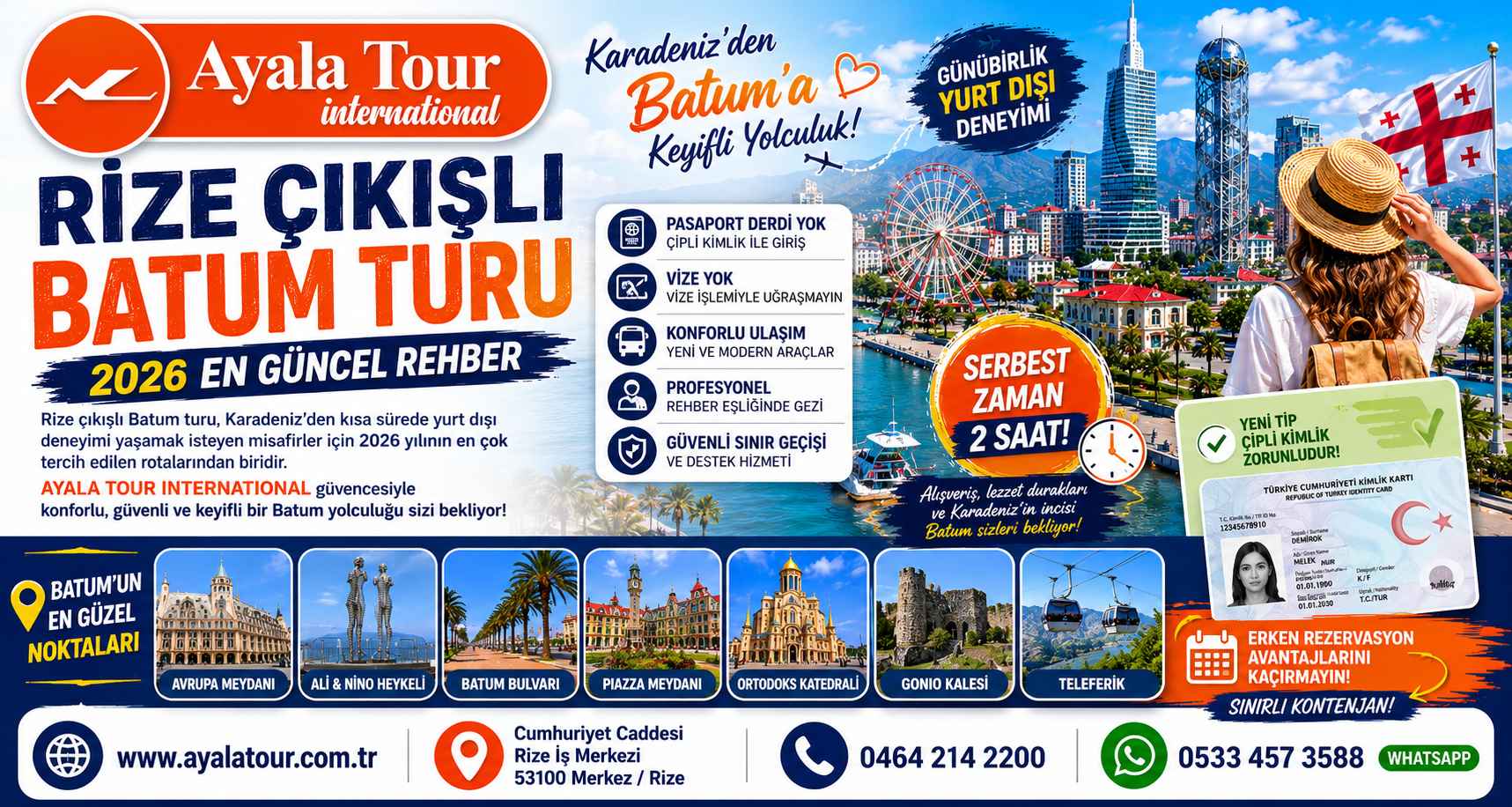 Rize çıkışlı Batum turu 2026 kapsamında Batum şehir merkezi ve Gürcistan gezi programı