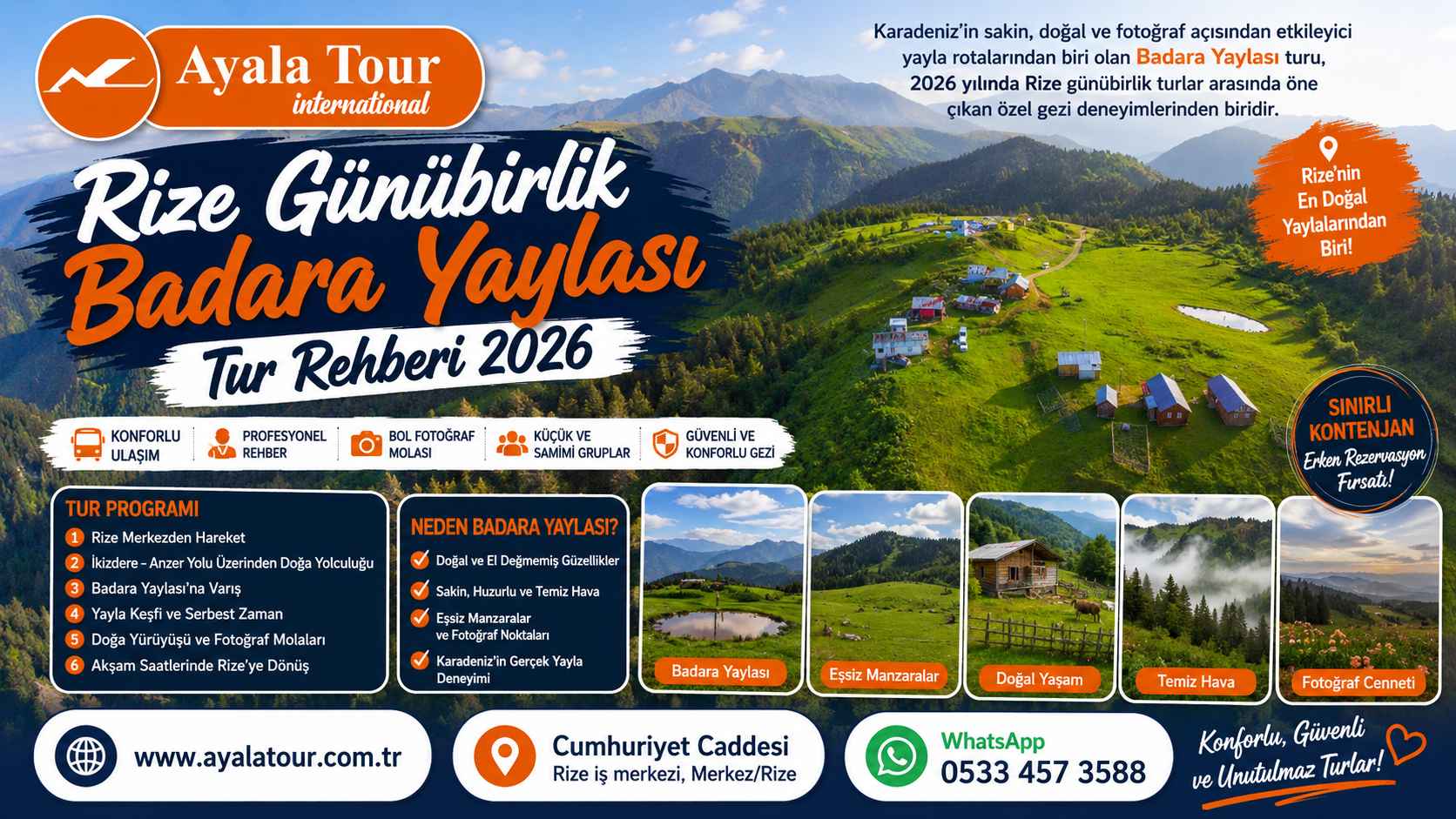 Rize Badara Yaylası turu 2026 Karadeniz yayla manzarası sisli doğa ve yeşil yayla görüntüsü