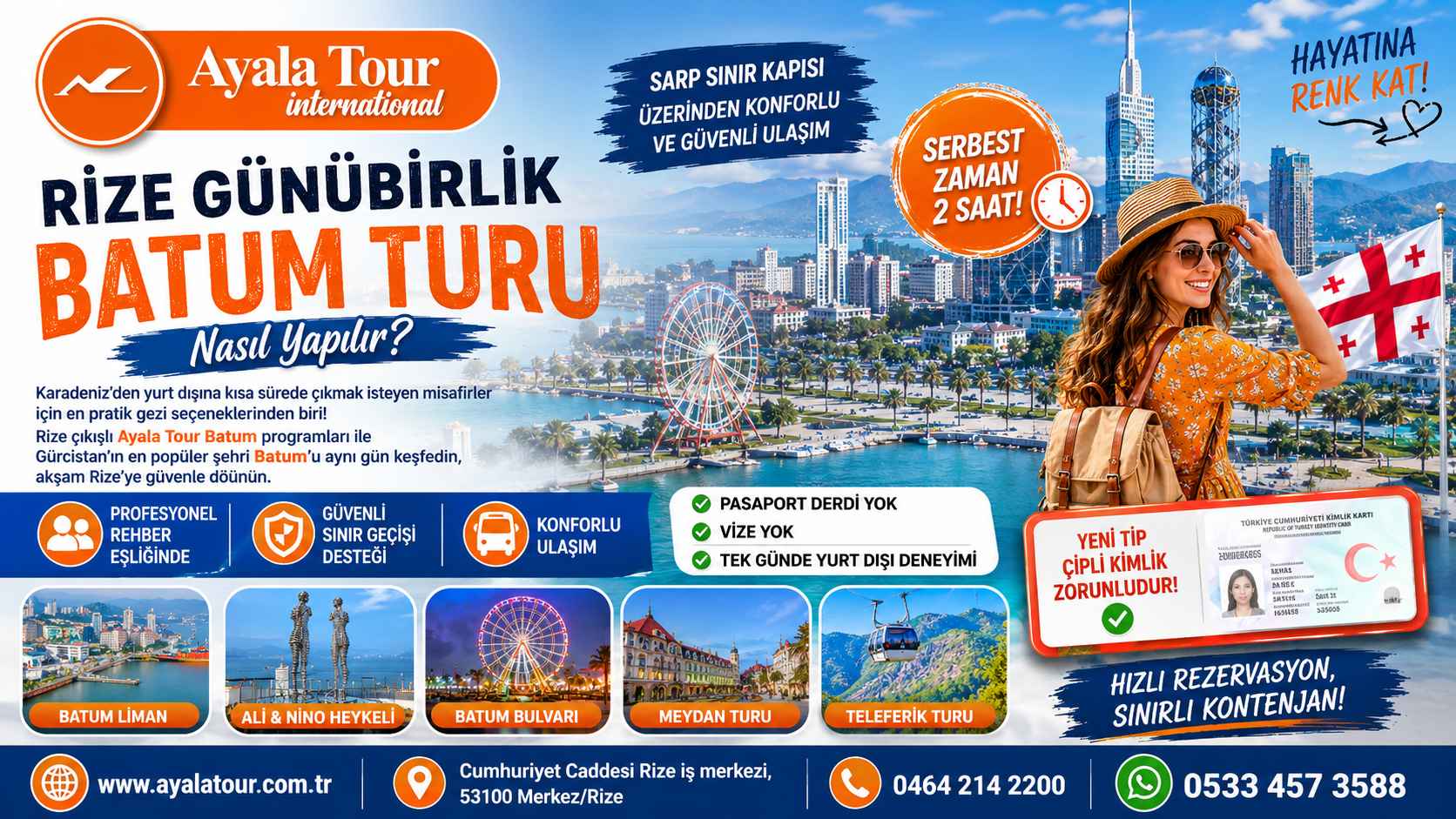 Rize günübirlik Batum turu kimlikle Gürcistan Batum turu Ayala Tour