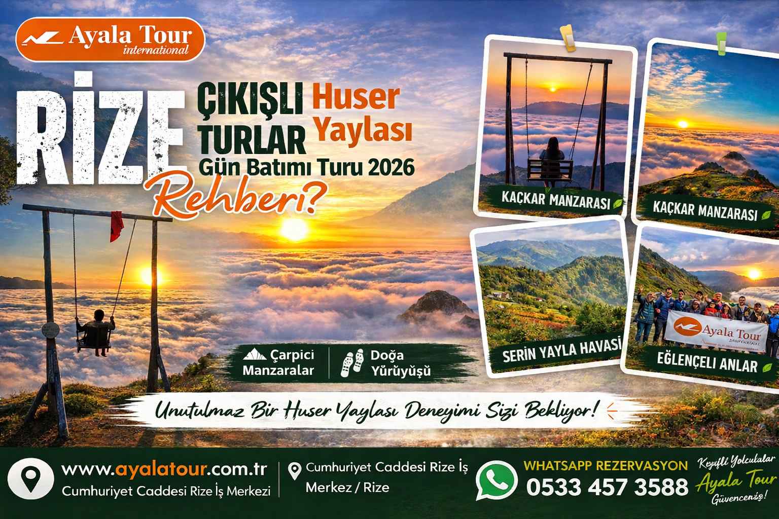 Rize Günübirlik Huser Yaylası Gün Batımı Turu 2026 | Rize Yayla Turları - Ayala Tour