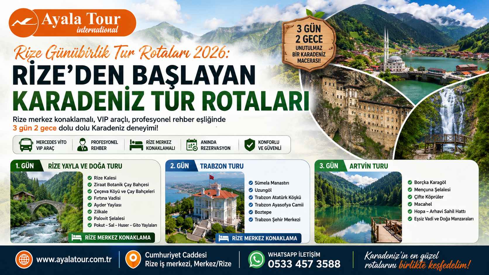 Rize’den başlayan Karadeniz tur rotaları ve Rize çıkışlı yayla turları