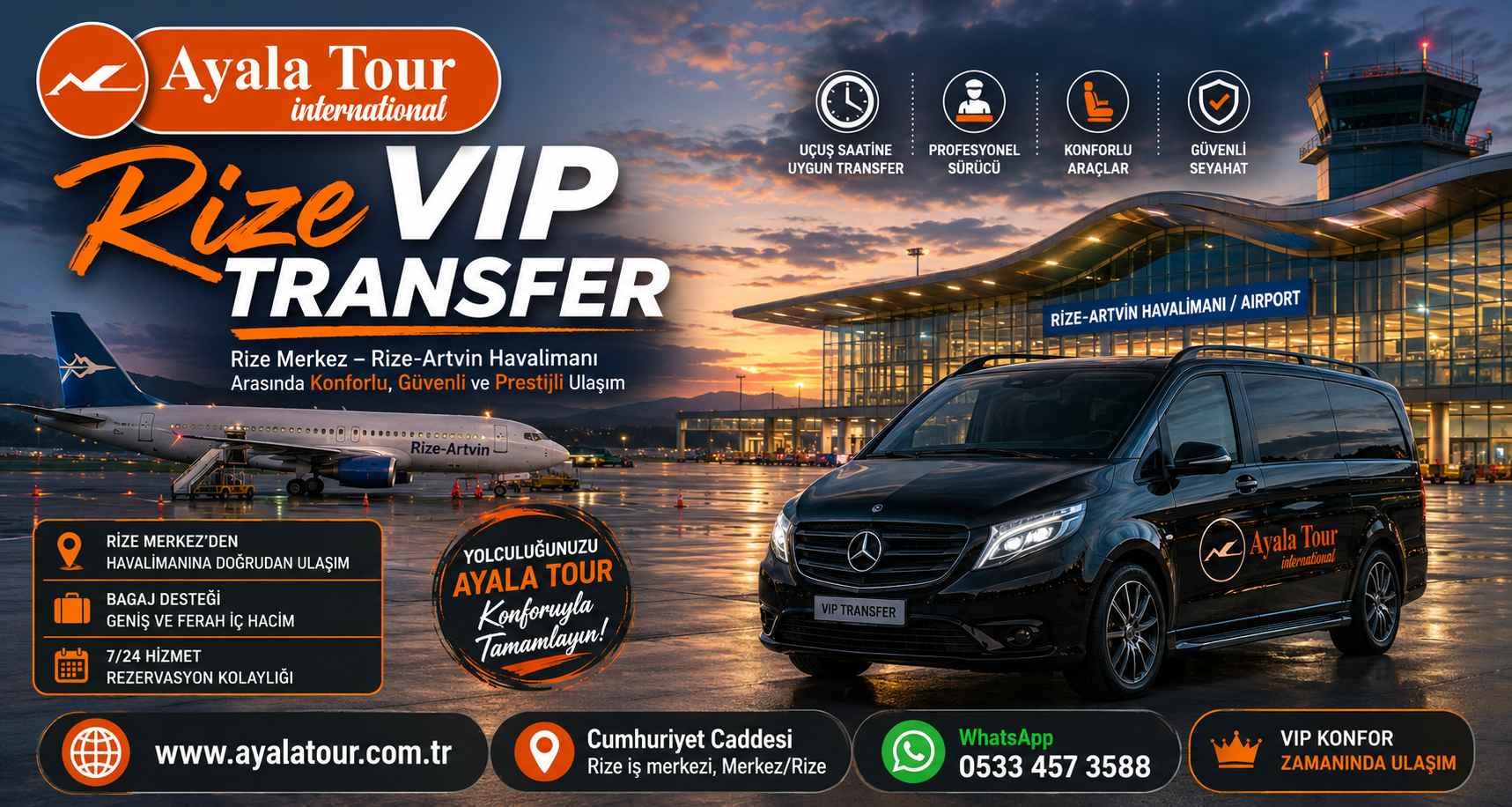 Ayala Tour Rize VIP transfer ve Rize-Artvin Havalimanı ulaşım hizmeti