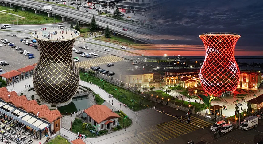 Çay Bardağı Rize Seyir Terası - Rize şehir manzarası ve dev çay bardağı