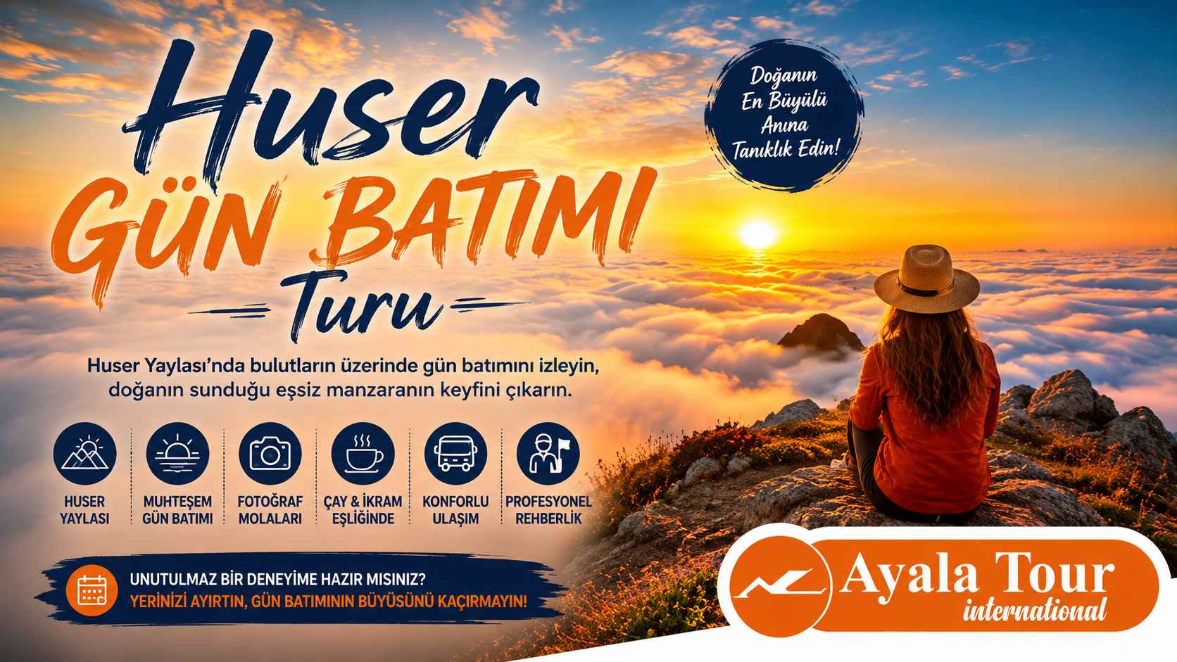 Huser Yaylası gün batımı ve bulut denizi manzarası - Huser Yaylası Turu Ayala Tour